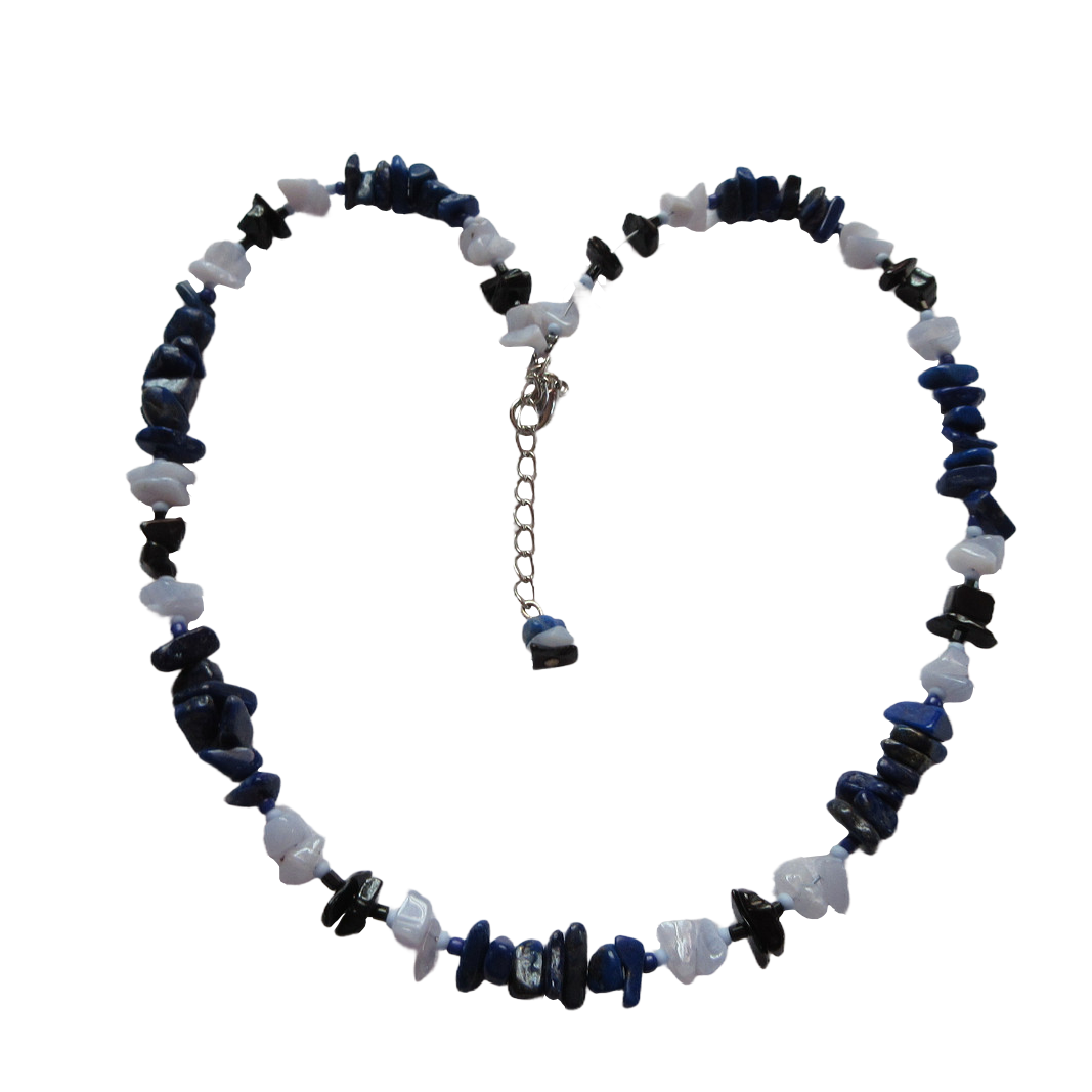 Náhrdelník -  lapis lazuli, modrý chalc., turmalín